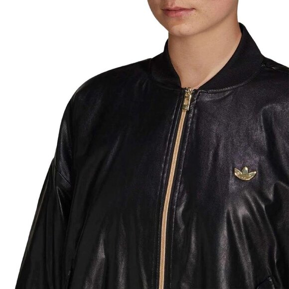 Vintage retro adidas faux leather oversized jacket coat bomber varsity - Picture 3 of 8